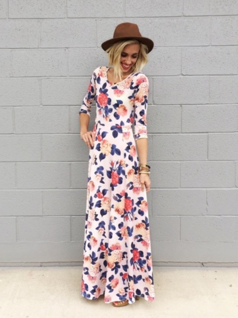 Tea n Rose Floral Blush Maxi Dress Shop Stevie